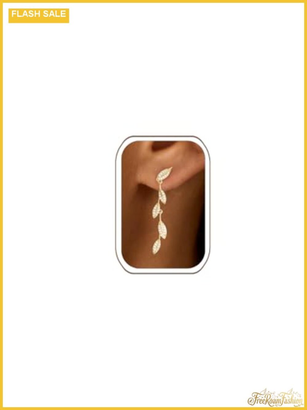 14K Gold Plated Cubic Zirconia Leaf Dangle Earrings for Women Bridal